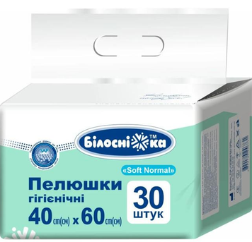 Пеленки "Белоснежка" гигиенические "Soft Normal" 40см х 60см (30шт уп) 21705 фото