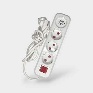Удлинитель 3 розетки+2USB 2м 2417 21288 фото