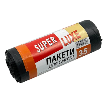 Мусорные пакеты SuperLuxe, черные 35л (15шт) 15мкм 450*550 18309 фото