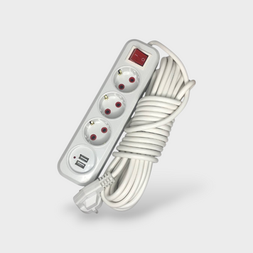 Підовжувач 3 розетки 2 м + 2USB 22061 фото